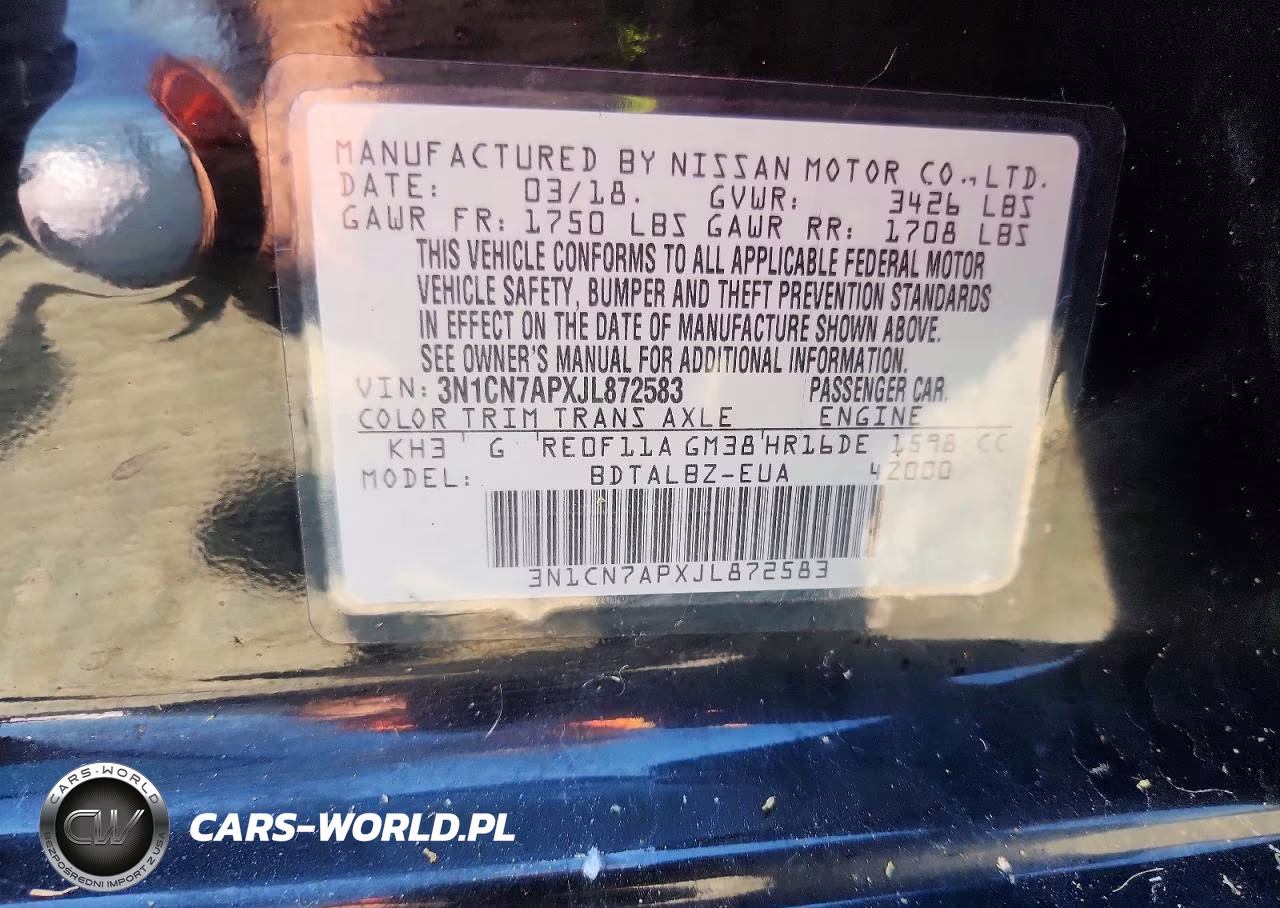 2018 Nissan Versa Sv VIN:3N1CN7APXJL872583 - 12