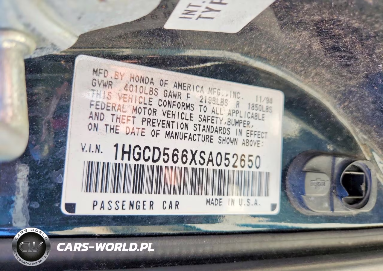 1995 Honda Accord Ex VIN:1HGCD566XSA052650 - 12