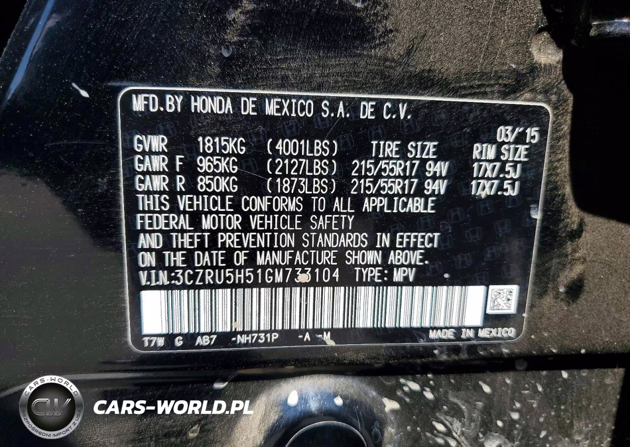 2016 Honda Hr-V Ex VIN:3CZRU5H51GM733104 - 13