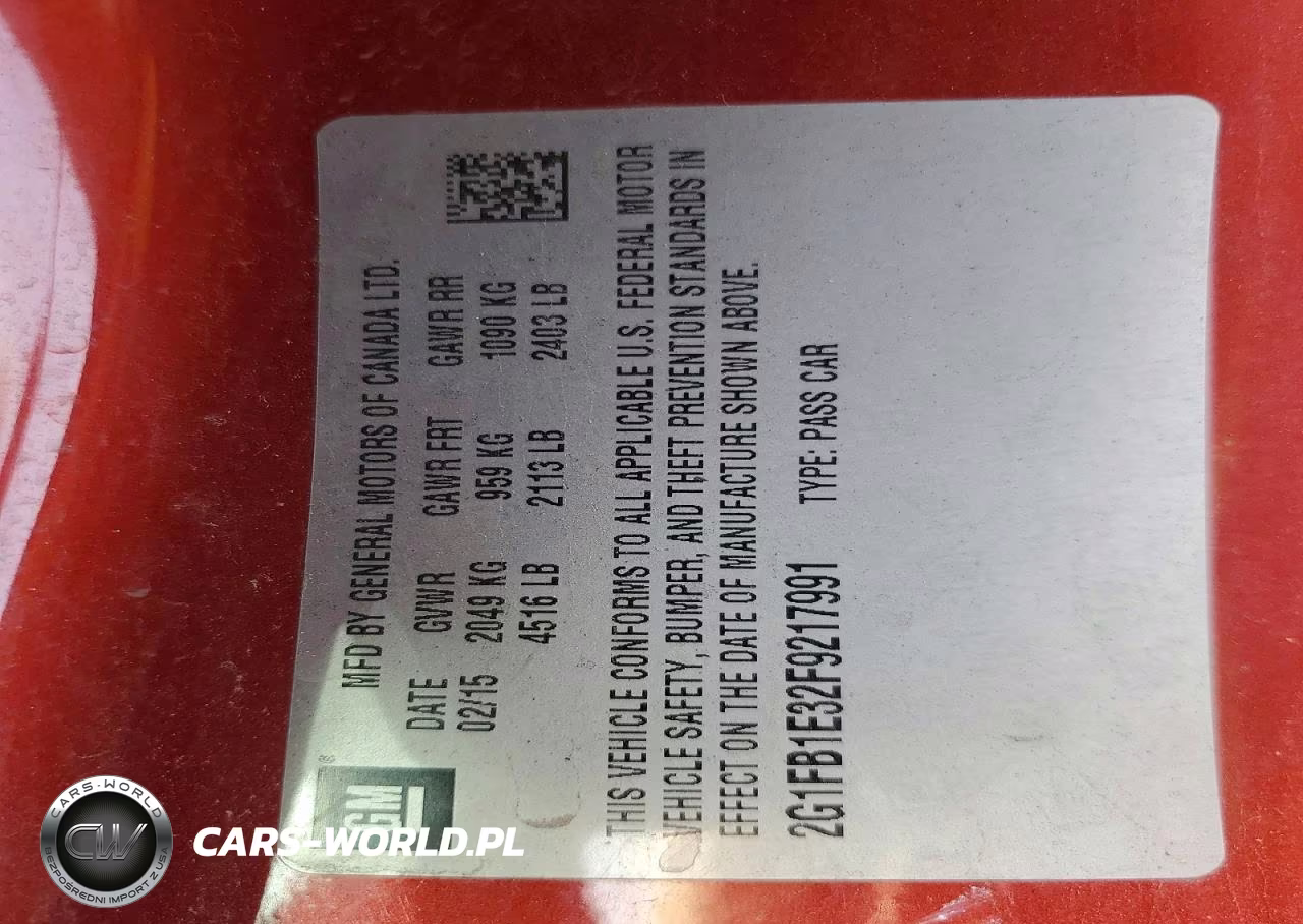 2015 Chevrolet Camaro Ls VIN:2G1FB1E32F9217991 - 12