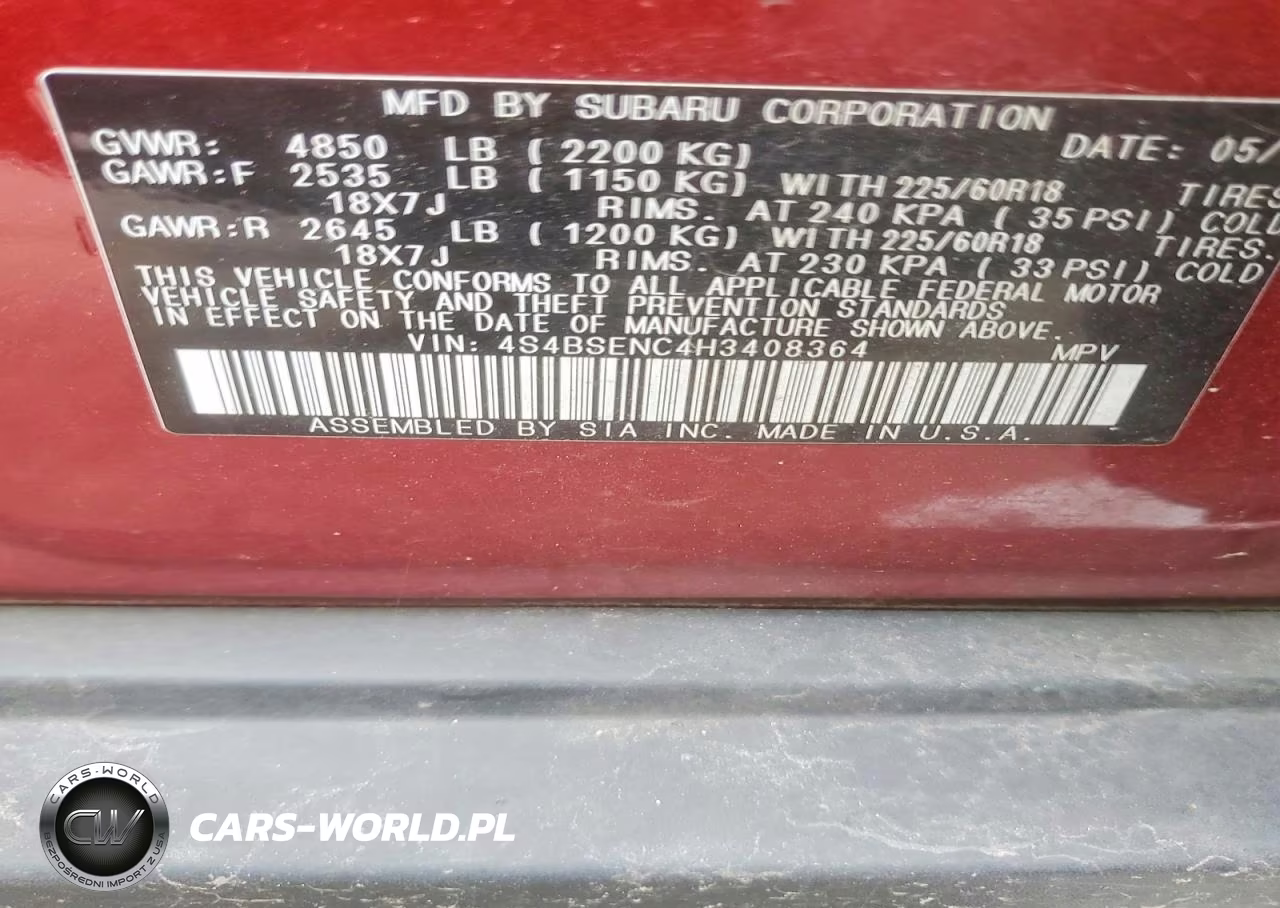 2017 Subaru Outback 3.6R Limited VIN:4S4BSENC4H3408364 - 13