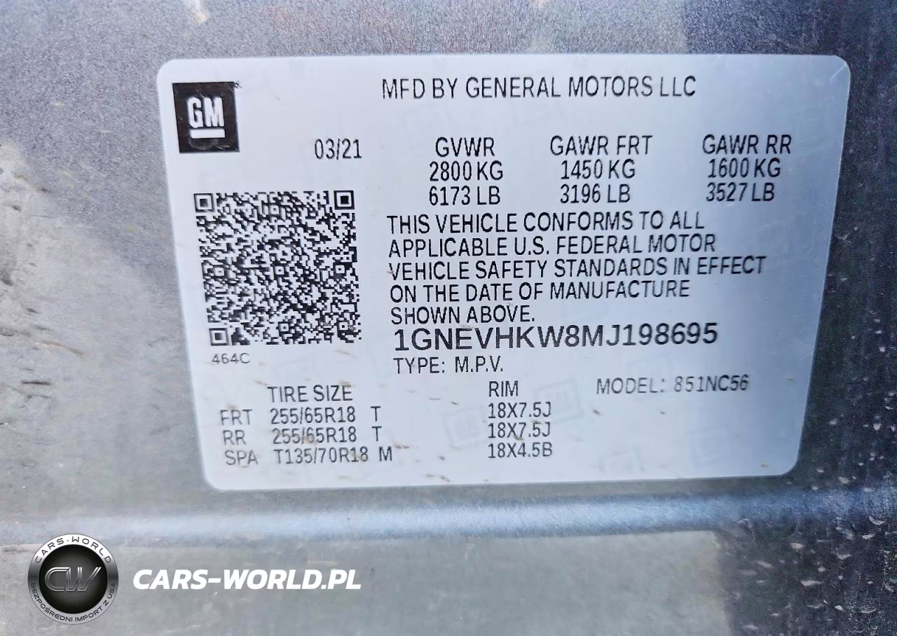 2021 Chevrolet Traverse Lt VIN:1GNEVHKW8MJ198695 - 13