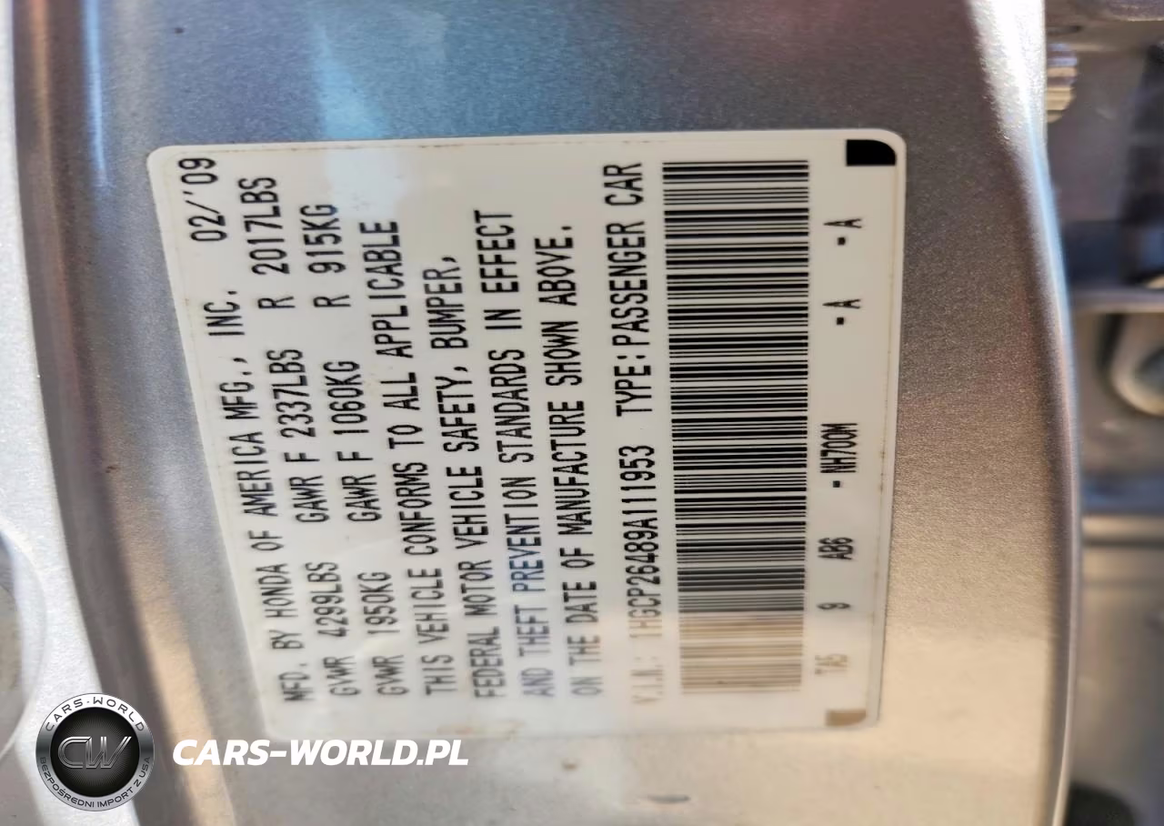 2009 Honda Accord Lxp VIN:1HGCP26489A111953 - 13