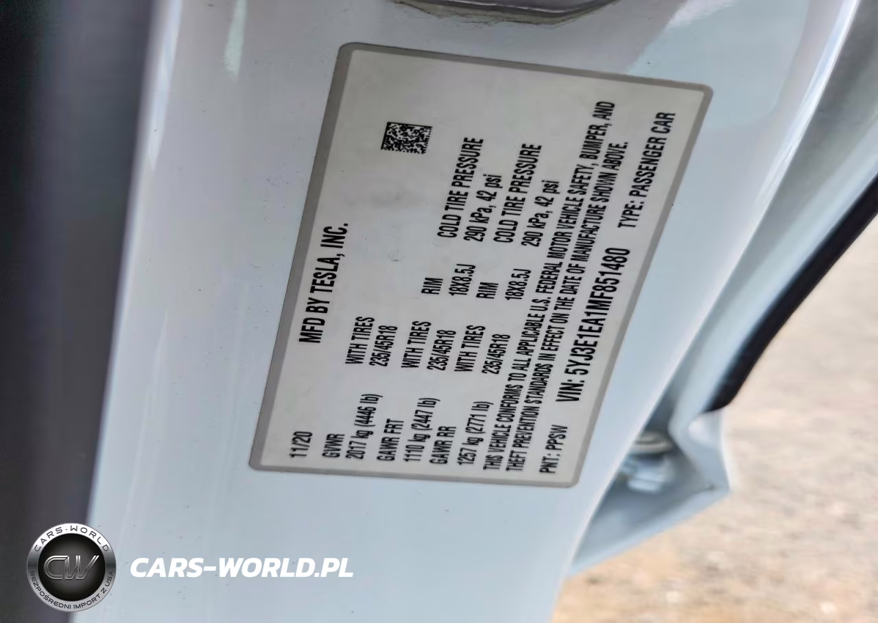 2021 Tesla Model 3 VIN:5YJ3E1EA1MF851480 - 12