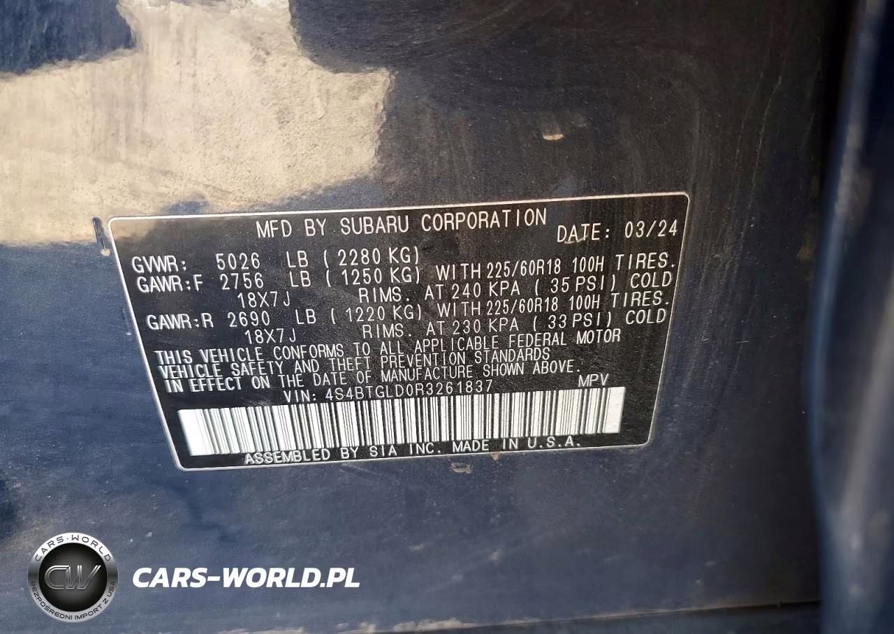 2024 Subaru Outback Onyx Edition Xt VIN:4S4BTGLD0R3261837 - 12