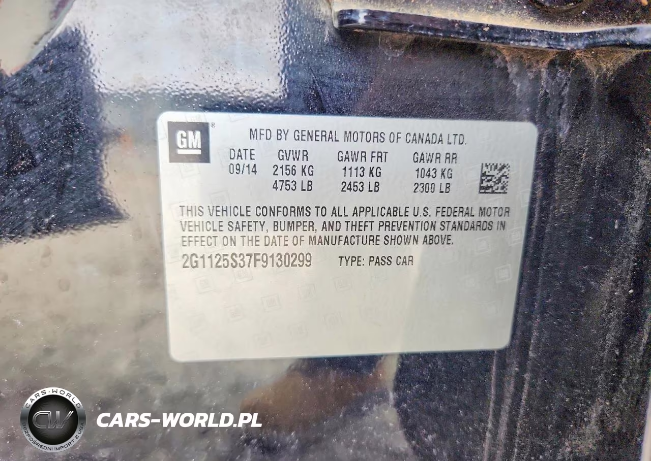 2015 Chevrolet Impala Lt VIN:2G1125S37F9130299 - 12