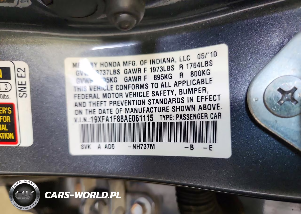 2010 Honda Civic Ex VIN:19XFA1F88AE061115 - 13