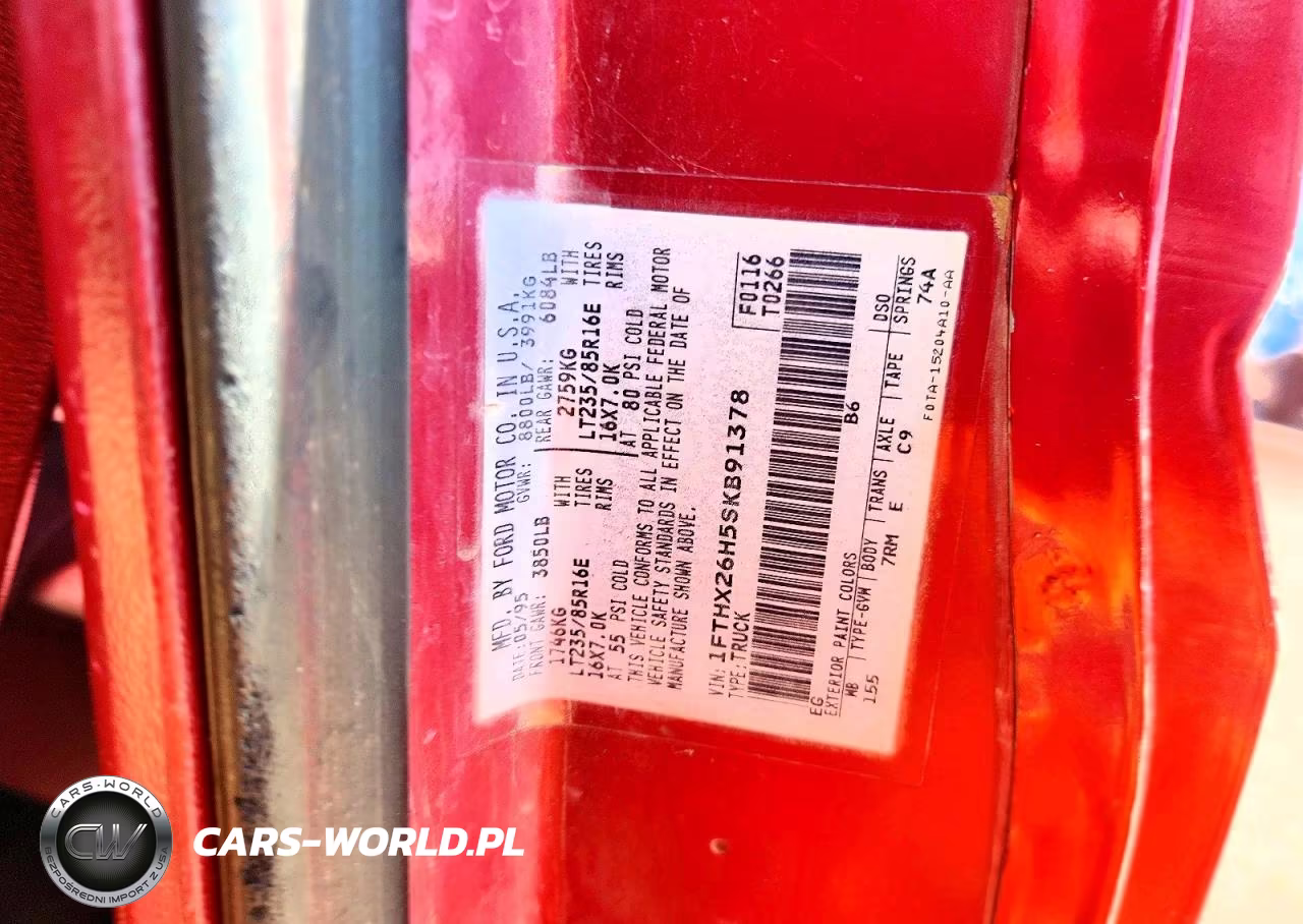 1995 Ford F250 VIN:1FTHX26H5SKB91378 - 12
