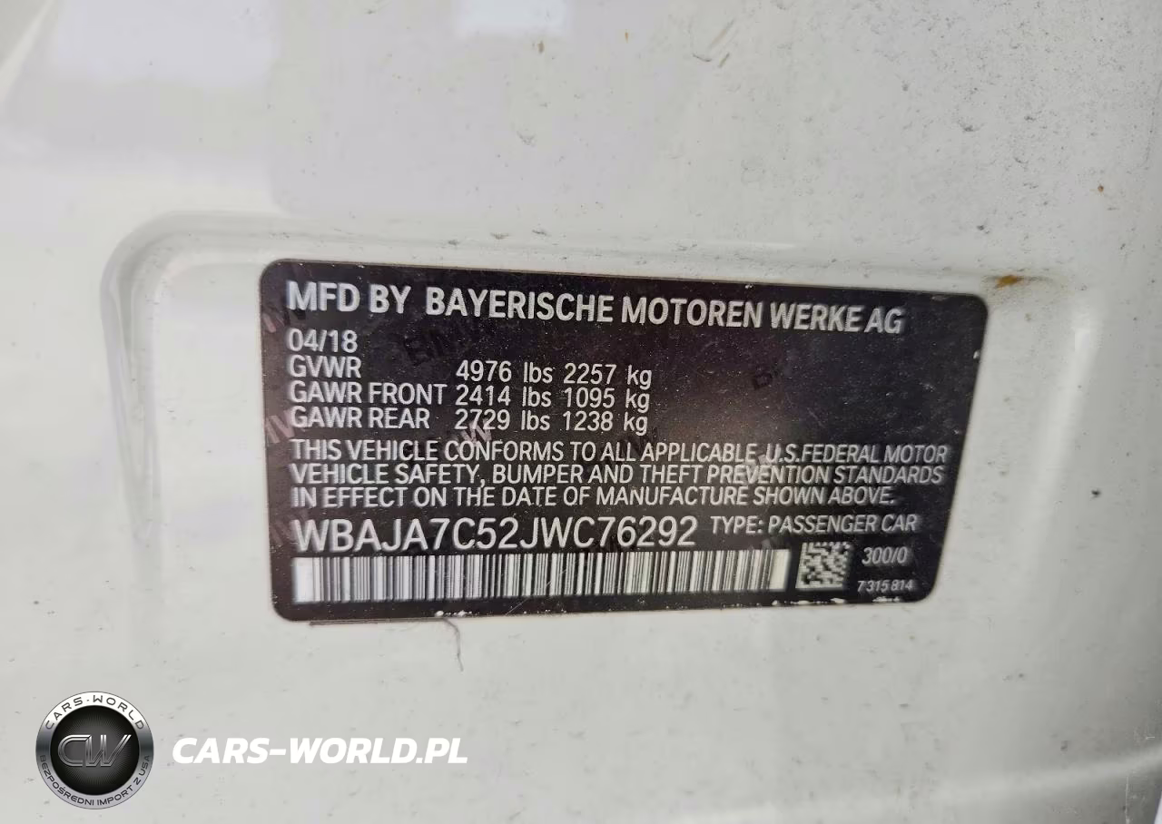 2018 BMW 530 Xi VIN:WBAJA7C52JWC76292 - 12