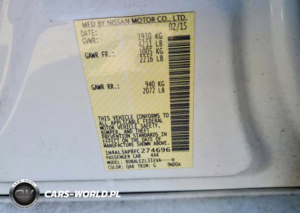 2015 Nissan Altima 2.5 S VIN:1N4AL3AP8FC274696 - 13