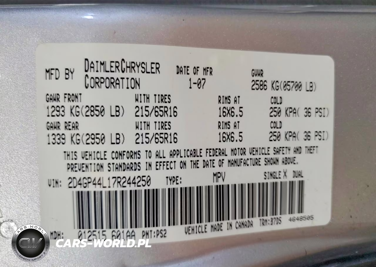 2007 Dodge Grand Caravan Sxt VIN:2D4GP44L17R244250 - 14