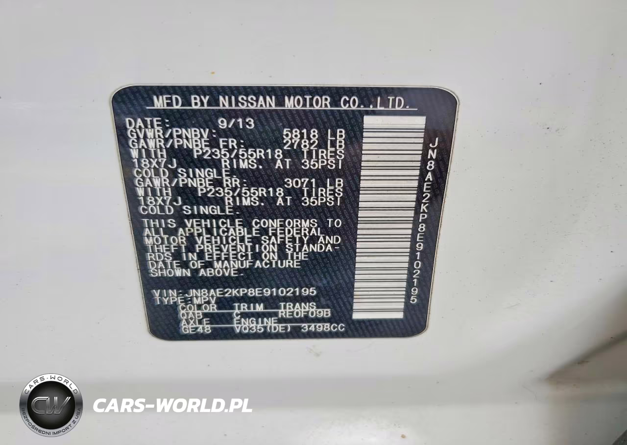 2014 Nissan Quest 3.5 Sl VIN:JN8AE2KP8E9102195 - 13