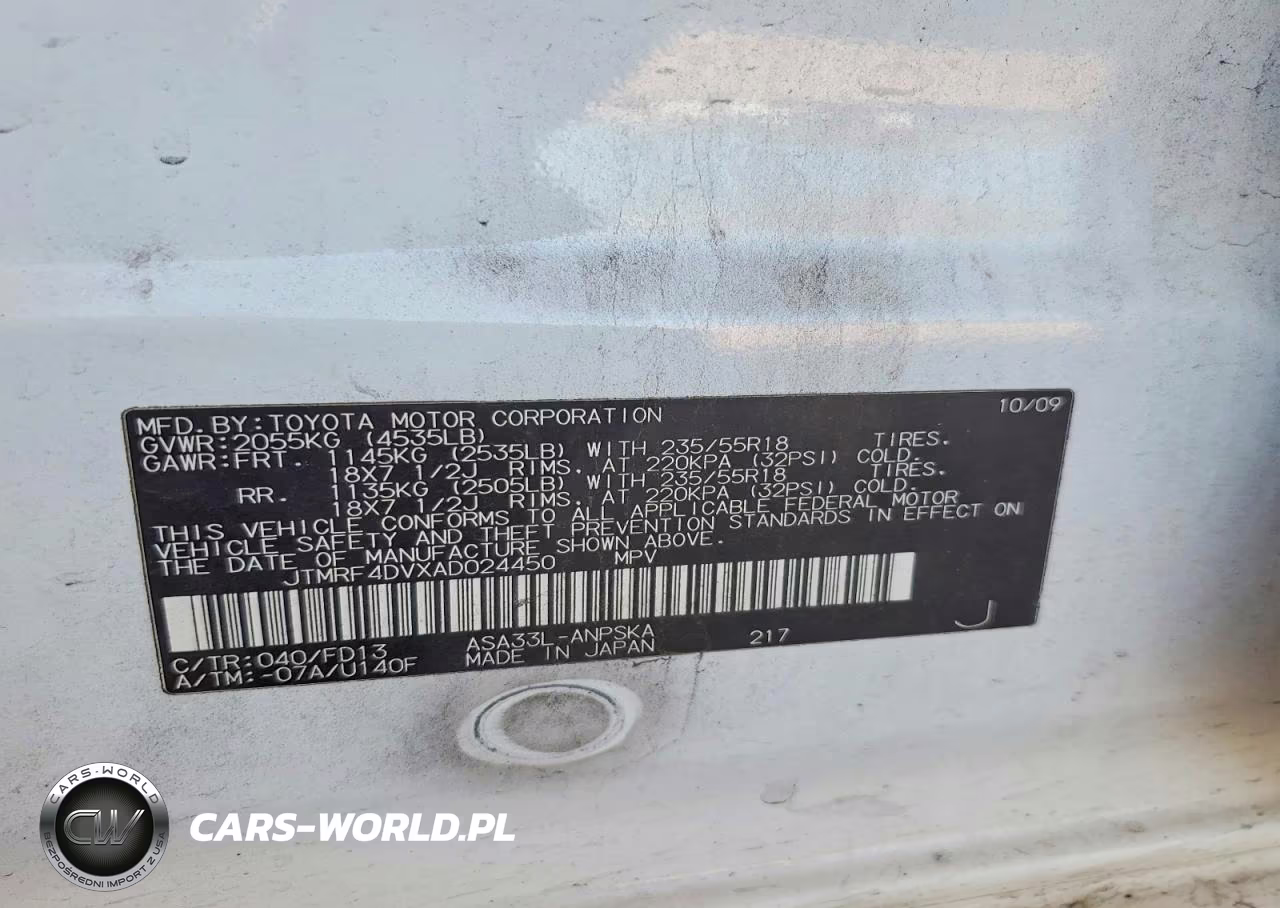 2010 Toyota Rav4 Sports VIN:JTMRF4DVXAD024450 - 13