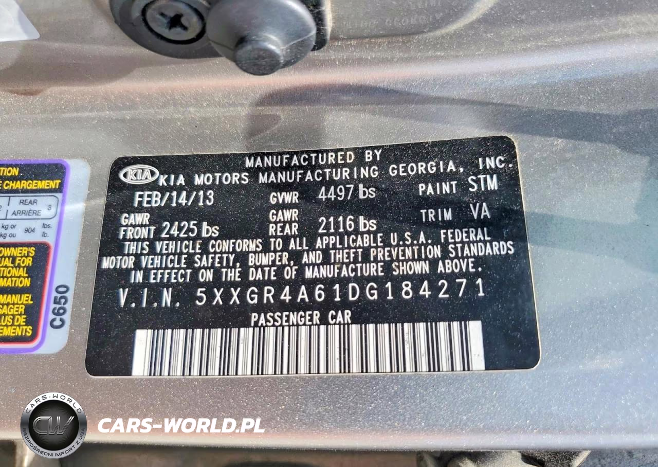 2013 Kia Optima Sx VIN:5XXGR4A61DG184271 - 12