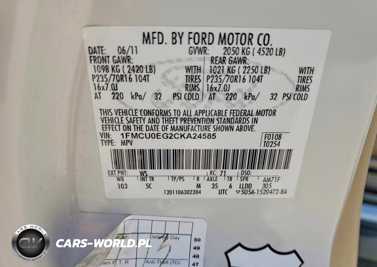 2012 Ford Escape Limited VIN:1FMCU0EG2CKA24585 - 12