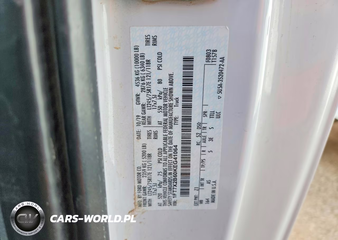 2019 Ford F250 Super Duty VIN:1FT7X2B60KEG41064 - 12