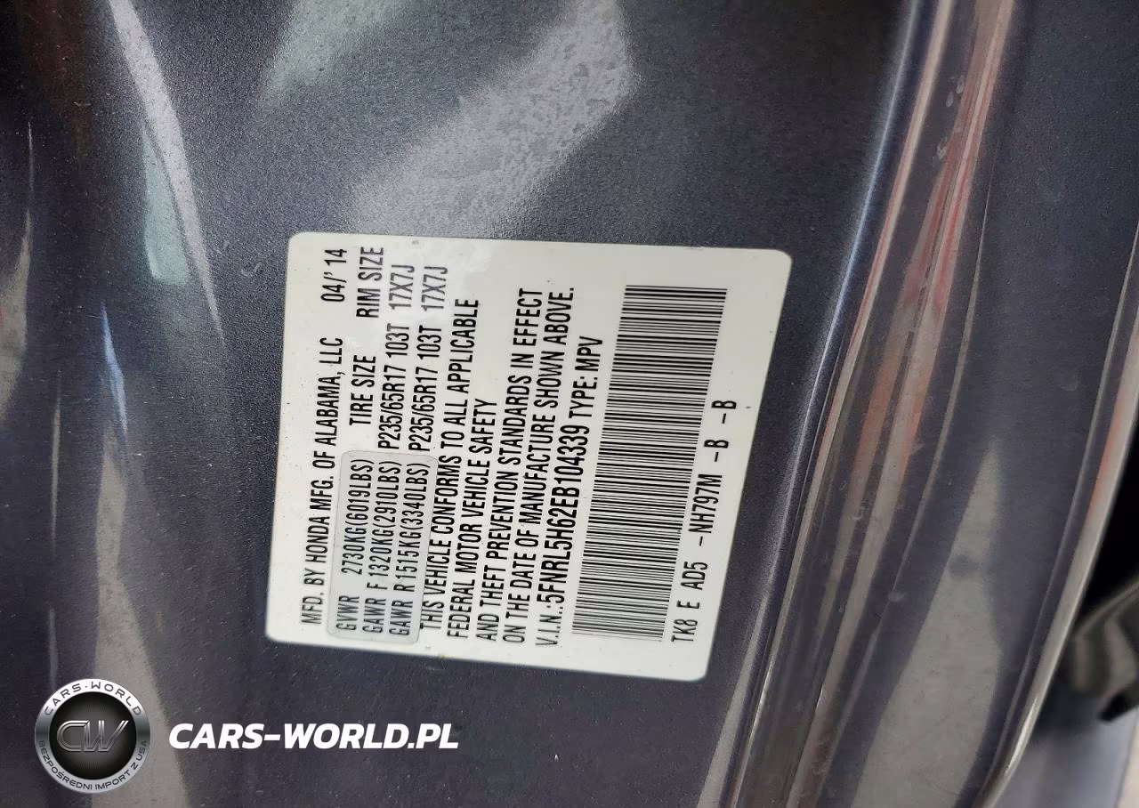 2014 Honda Odyssey Exl VIN:5FNRL5H62EB104339 - 14