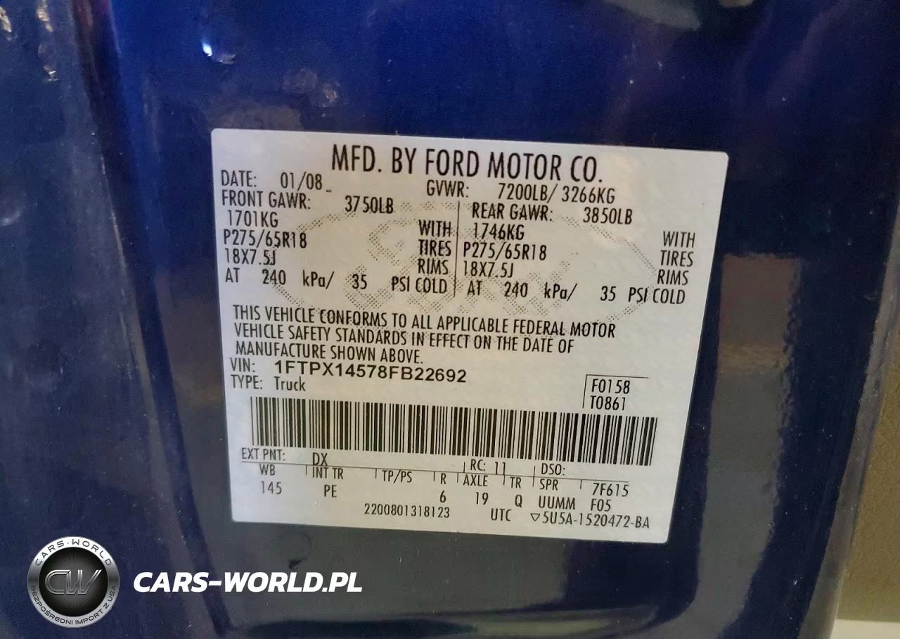 2008 Ford F150 VIN:1FTPX14578FB22692 - 12