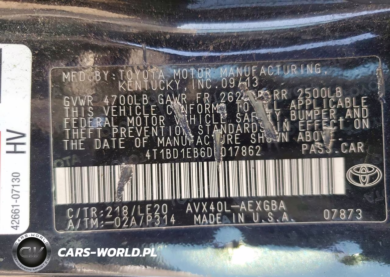 2013 Toyota Avalon Hybrid Xle Touring VIN:4T1BD1EB6DU017862 - 12