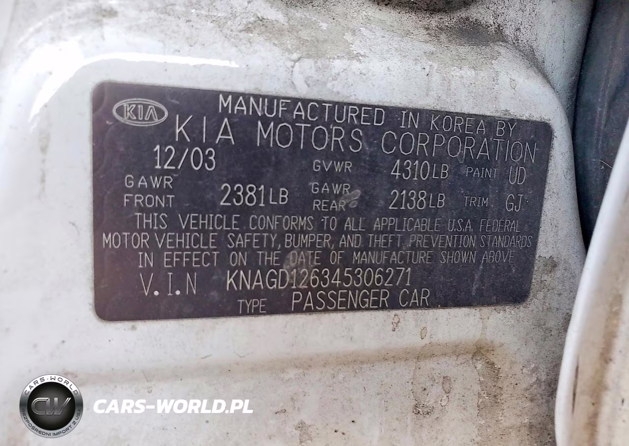 2004 Kia Optima Lx VIN:KNAGD126345306271 - 12
