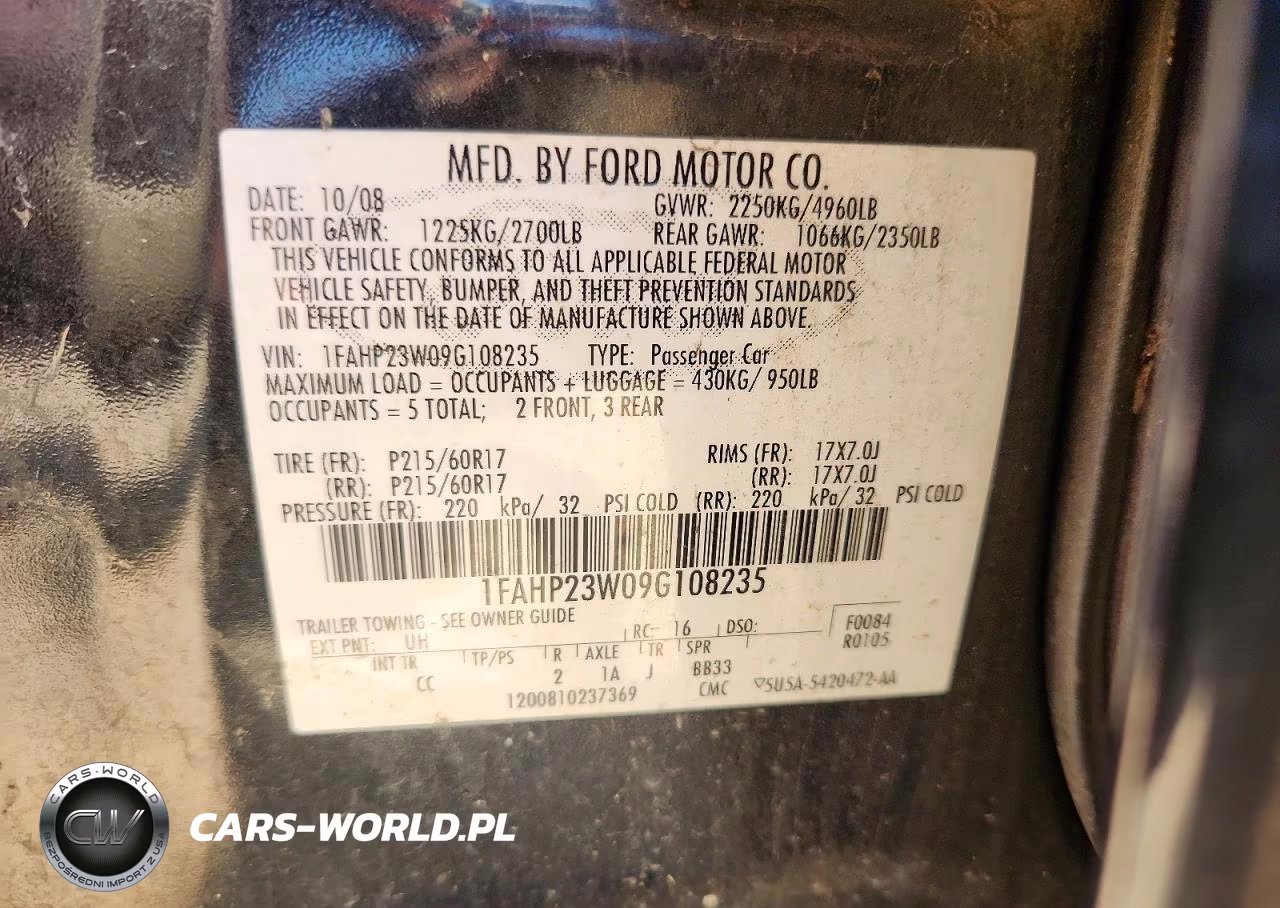 2009 Ford Taurus Se VIN:1FAHP23W09G108235 - 12