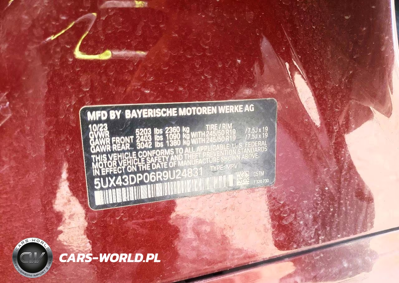 2024 BMW X3 Sdrive30I VIN:5UX43DP06R9U24831 - 12