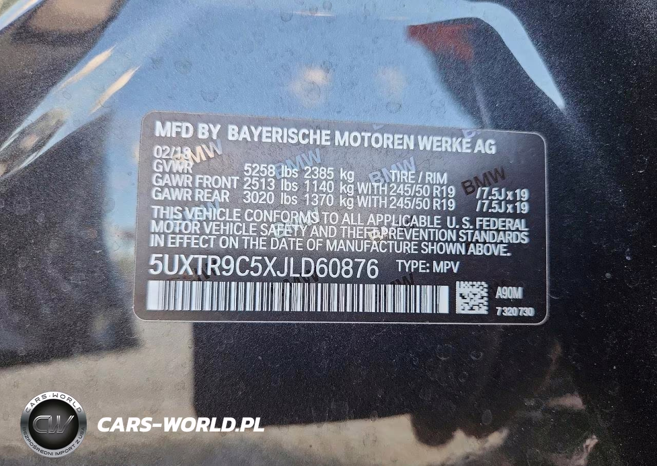 2018 BMW X3 xDrive30I VIN:5UXTR9C5XJLD60876 - 14