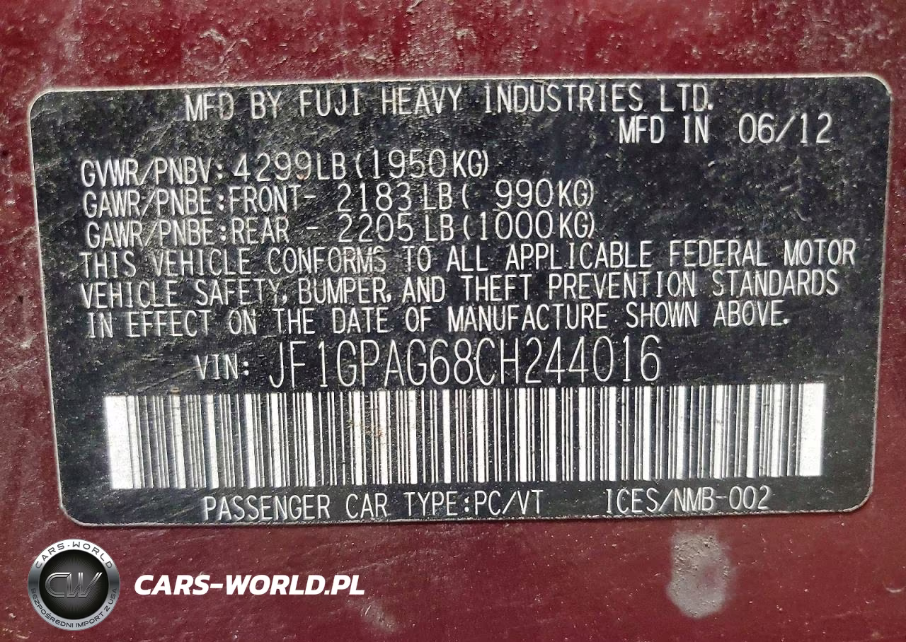 2012 Subaru Impreza Limited VIN:JF1GPAG68CH244016 - 13