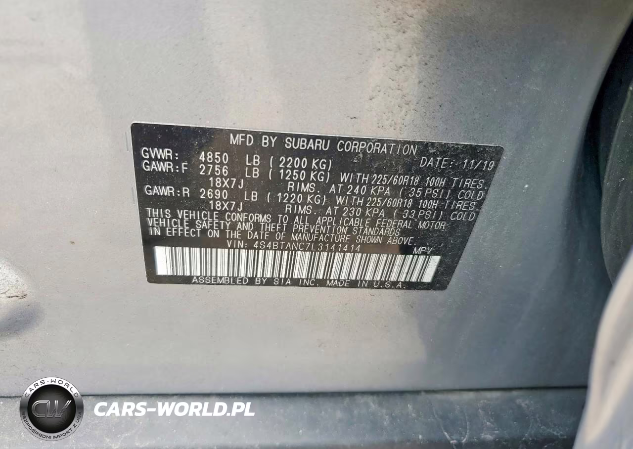 2020 Subaru Outback Limited VIN:4S4BTANC7L3141414 - 13