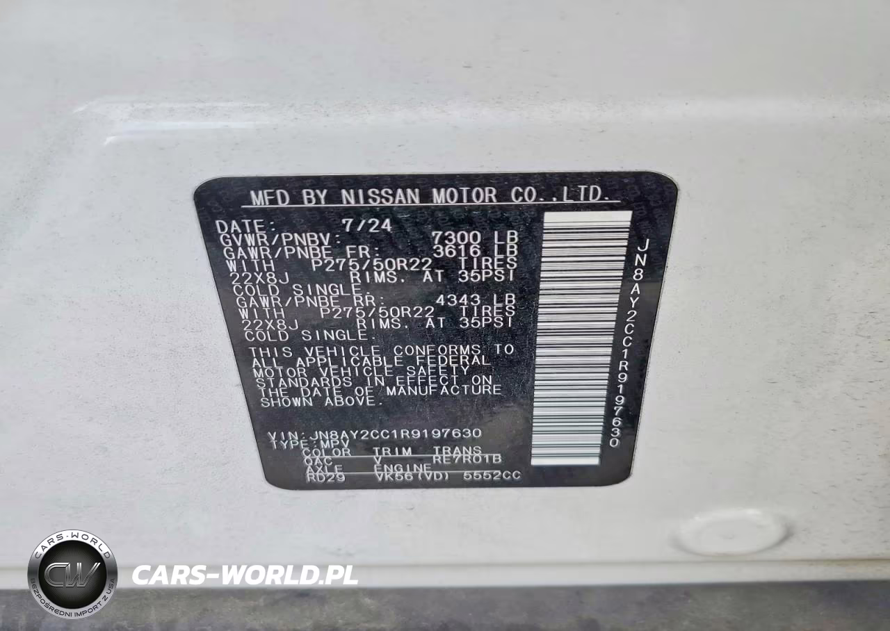 2024 Nissan Armada Platinum VIN:JN8AY2CC1R9197630 - 13