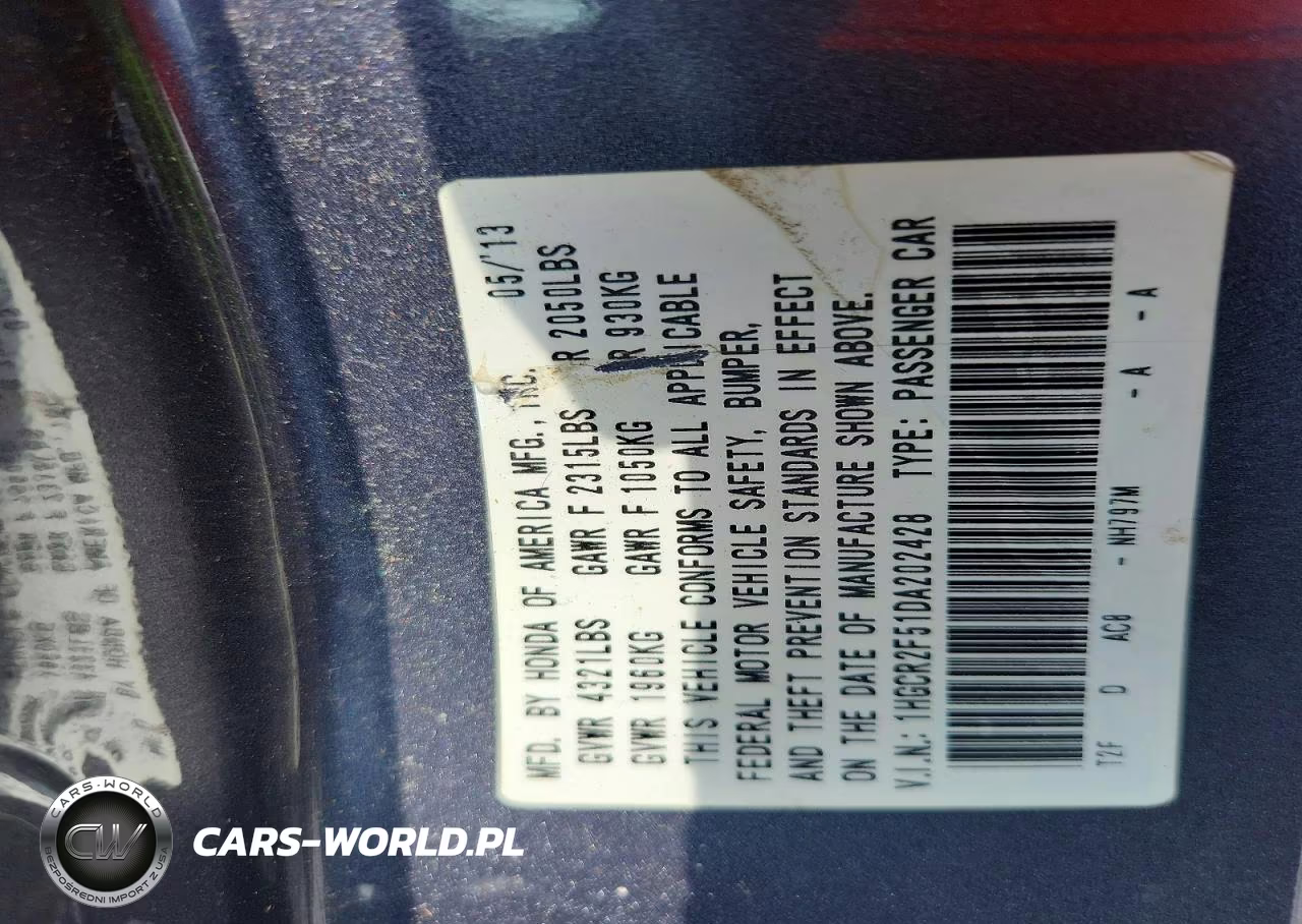 2013 Honda Accord Sport VIN:1HGCR2F51DA202428 - 13