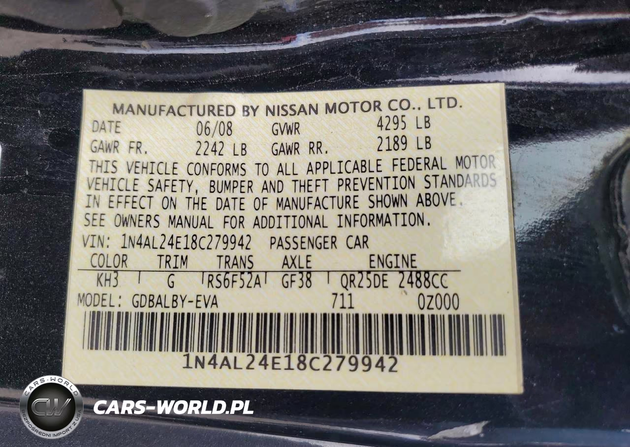 2008 Nissan Altima 2.5S VIN:1N4AL24E18C279942 - 12