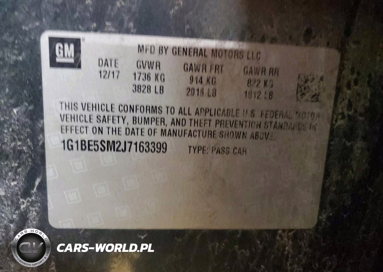 2018 Chevrolet Cruze Lt VIN:1G1BE5SM2J7163399 - 12