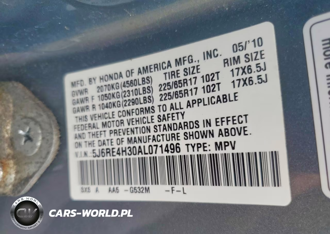 2010 Honda Cr-V Lx VIN:5J6RE4H30AL071496 - 13
