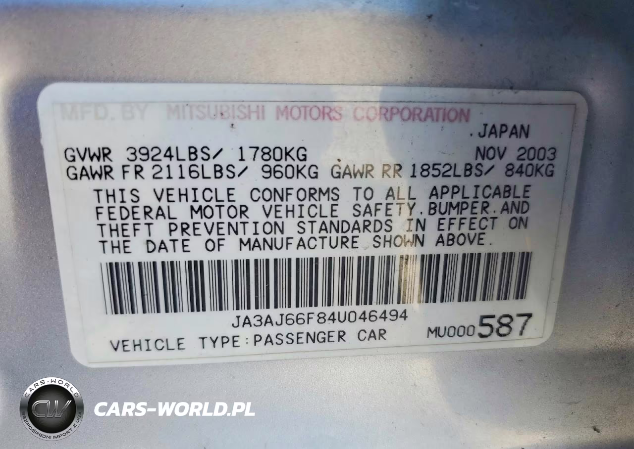 2004 Mitsubishi Lancer Ralliart VIN:JA3AJ66F84U046494 - 12