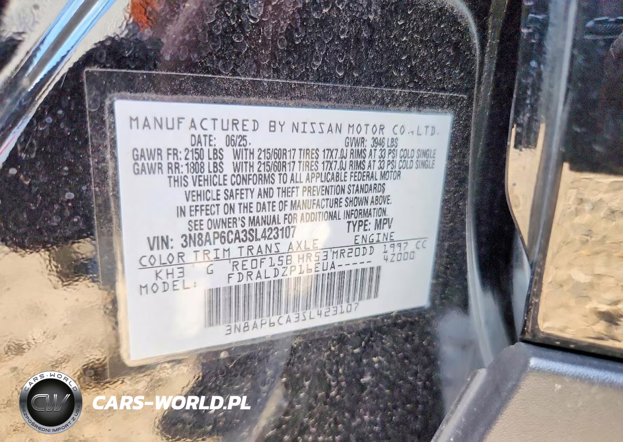 2025 Nissan Kicks Sv VIN:3N8AP6CA3SL423107 - 14