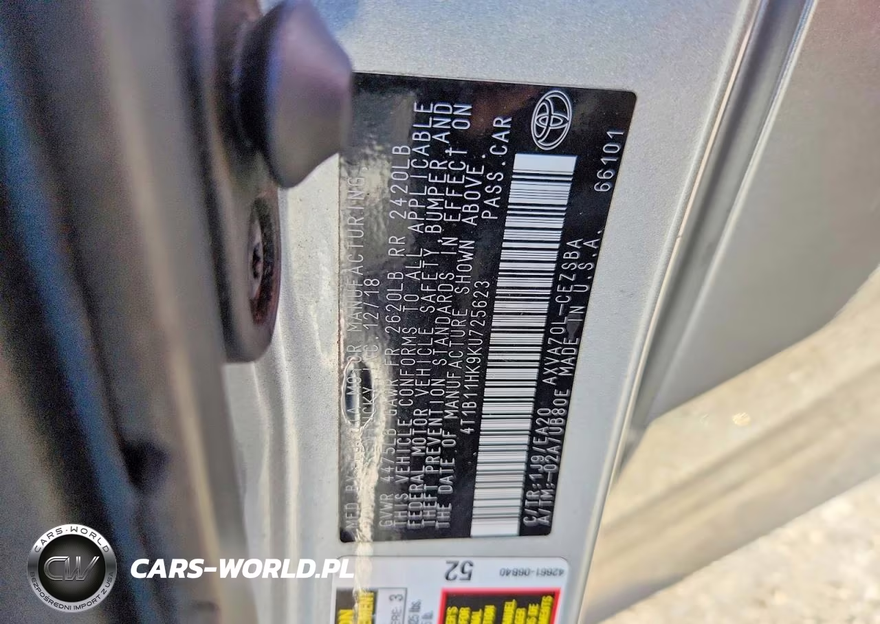 2019 Toyota Camry Se VIN:4T1B11HK9KU725623 - 12