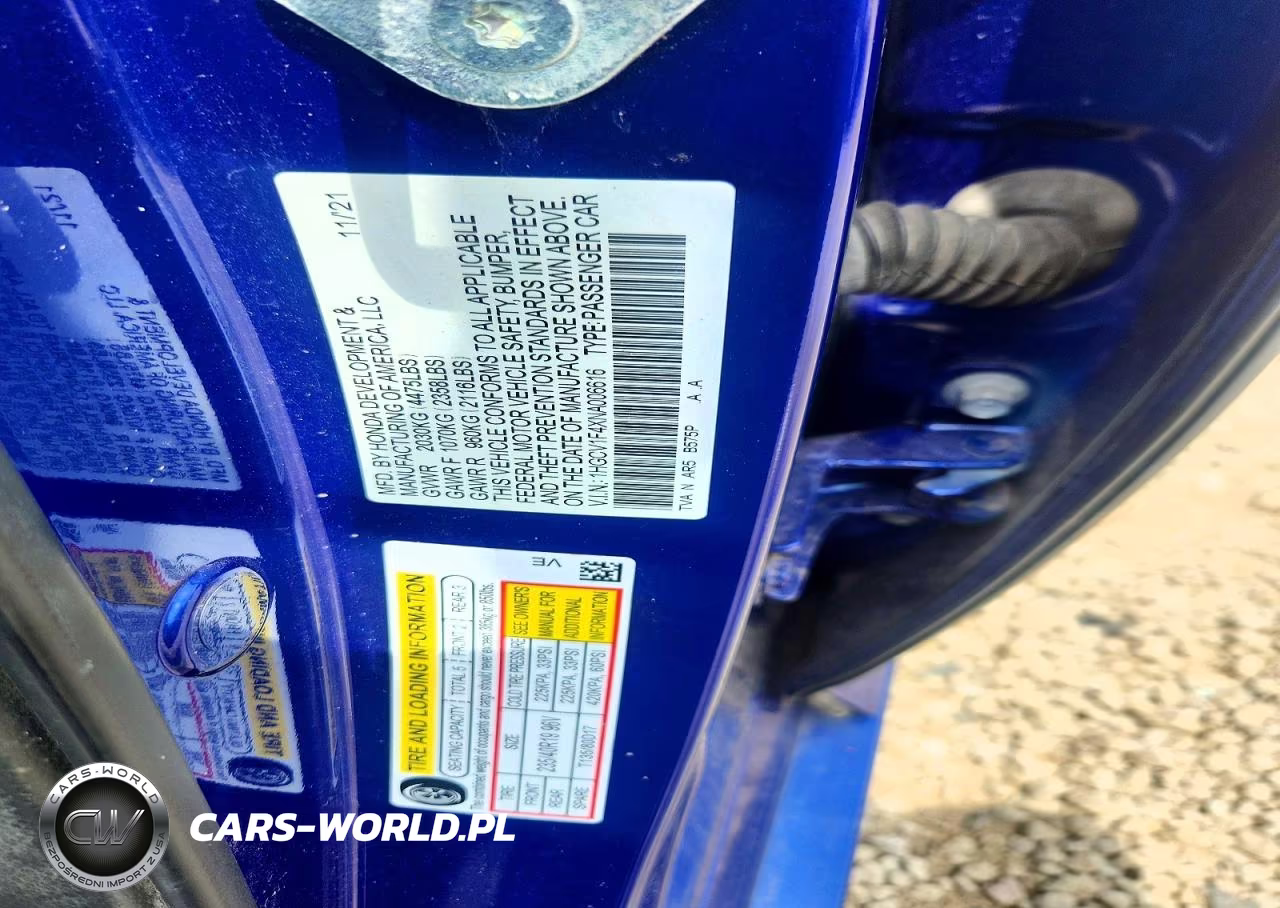 2022 Honda Accord Sport Se VIN:1HGCV1F4XNA006616 - 12
