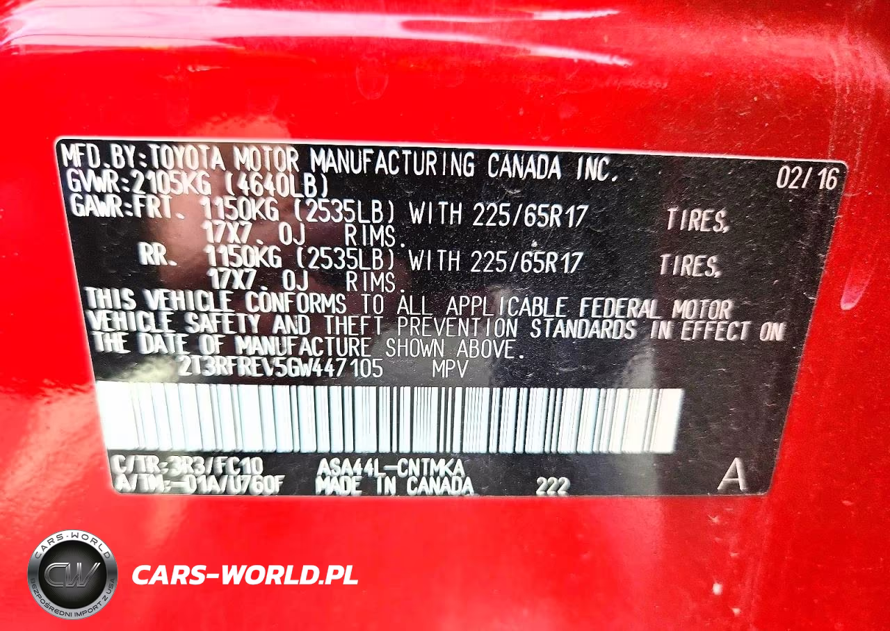2016 Toyota Rav4 Xle VIN:2T3RFREV5GW447105 - 12