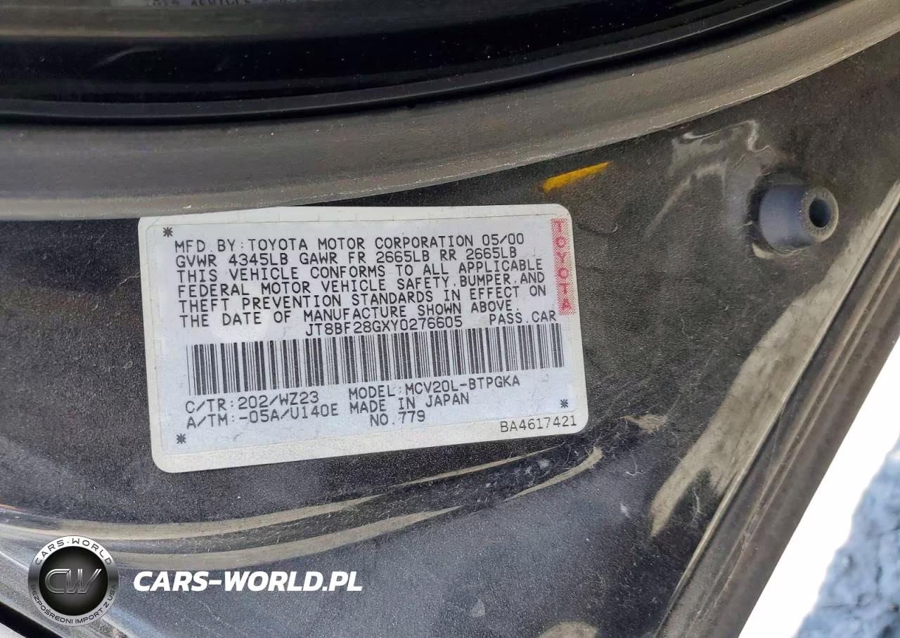 2000 Lexus Es 300 VIN:JT8BF28GXY0276605 - 12