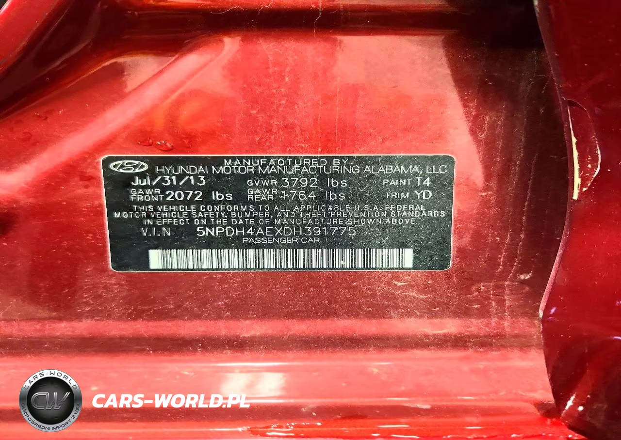 2013 Hyundai Elantra Gls VIN:5NPDH4AEXDH391775 - 12