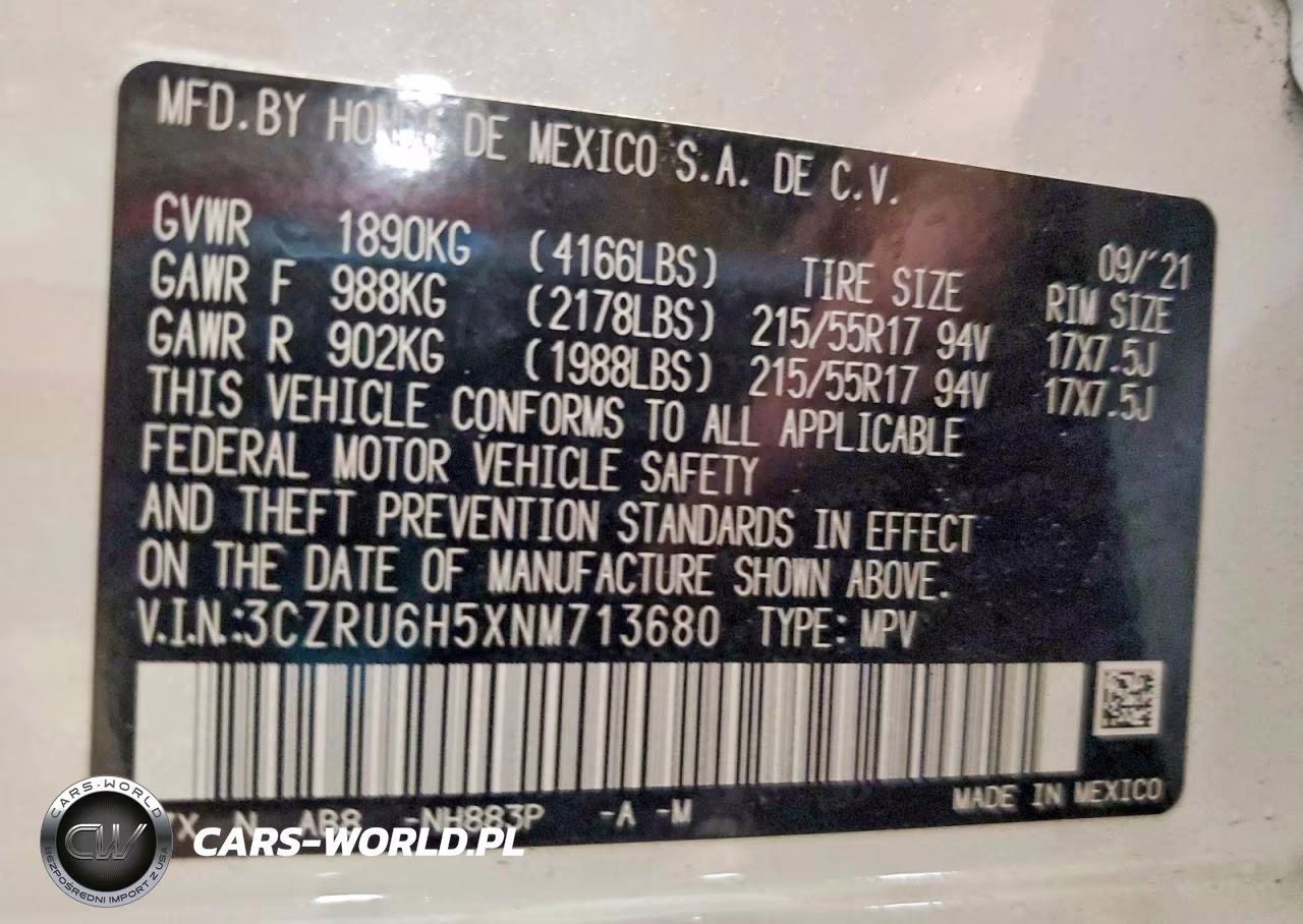 2022 Honda Hr-V Ex VIN:3CZRU6H5XNM713680 - 13