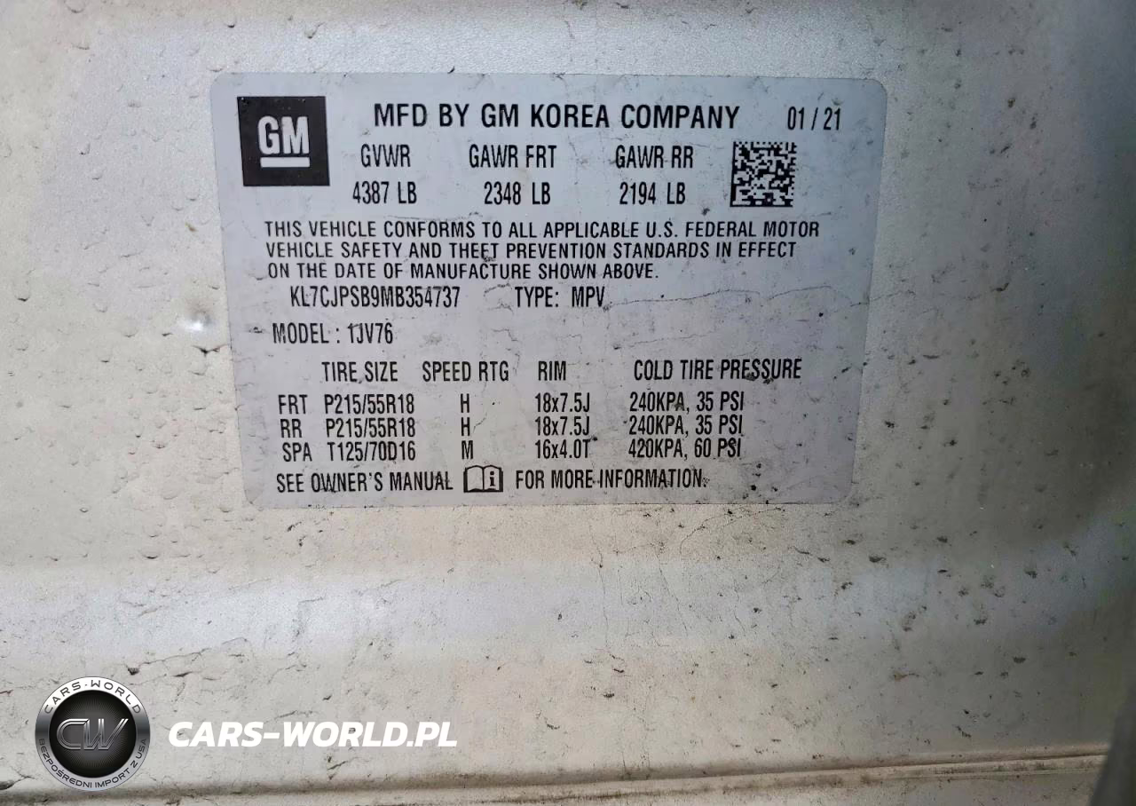 2021 Chevrolet Trax 1Lt VIN:KL7CJPSB9MB354737 - 13