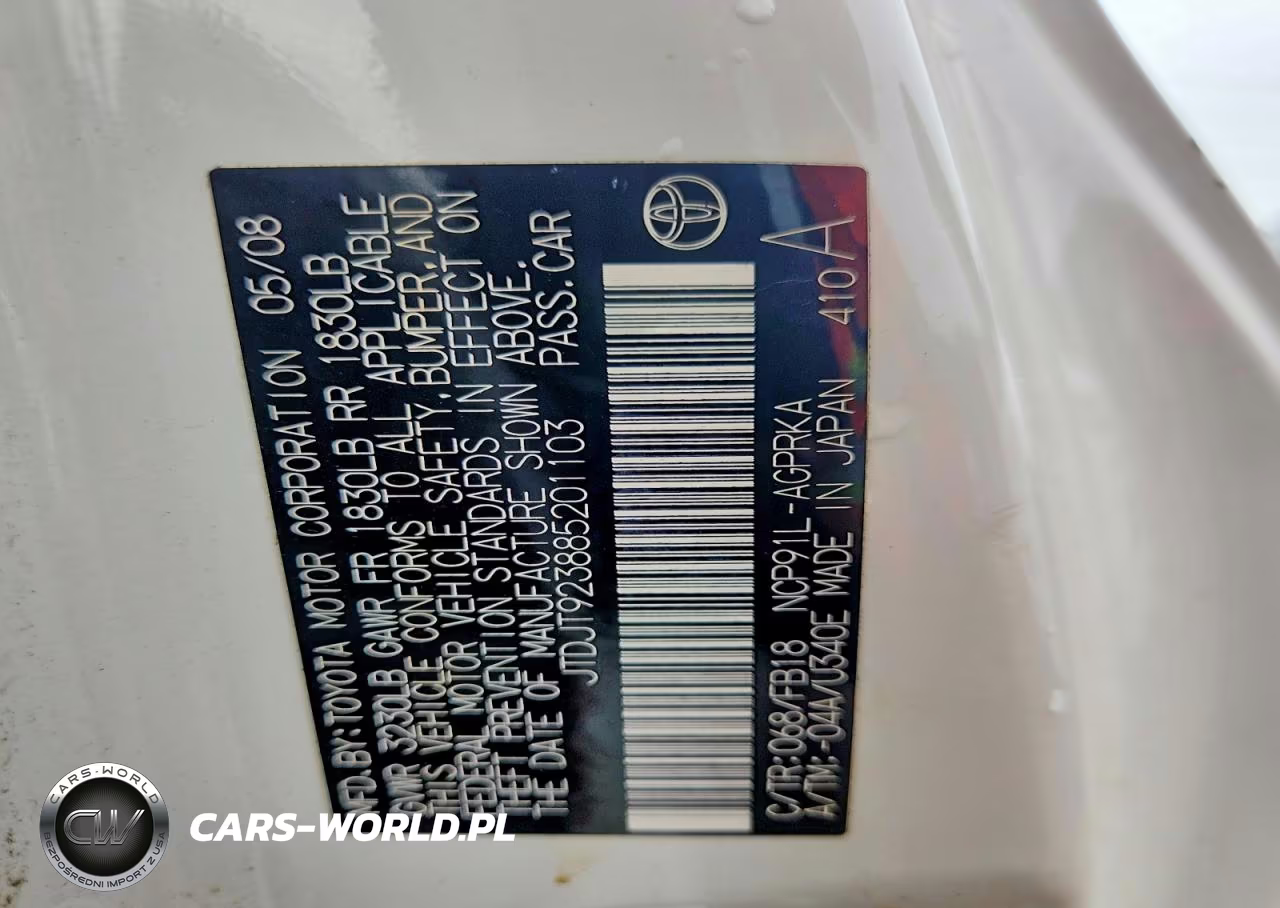 2008 Toyota Yaris Base VIN:JTDJT923885201103 - 12