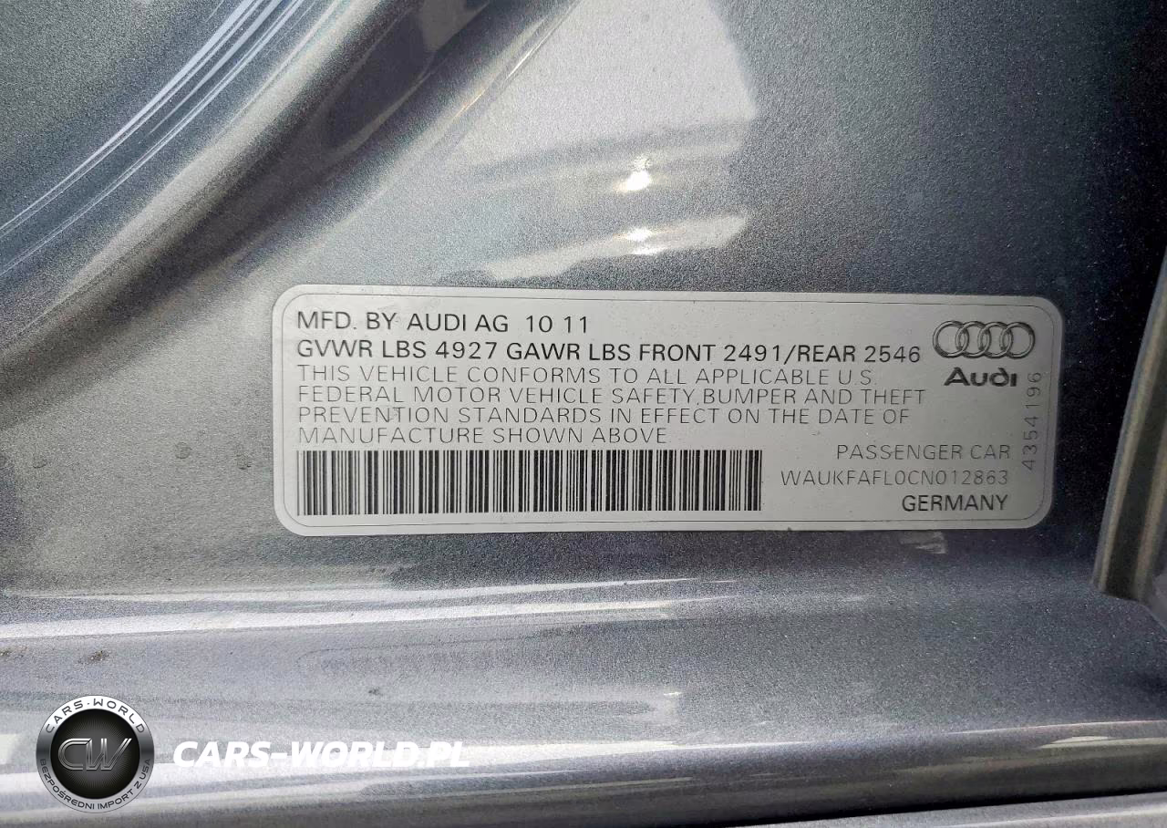 2012 Audi A4 Prestige VIN:WAUKFAFL0CN012863 - 12