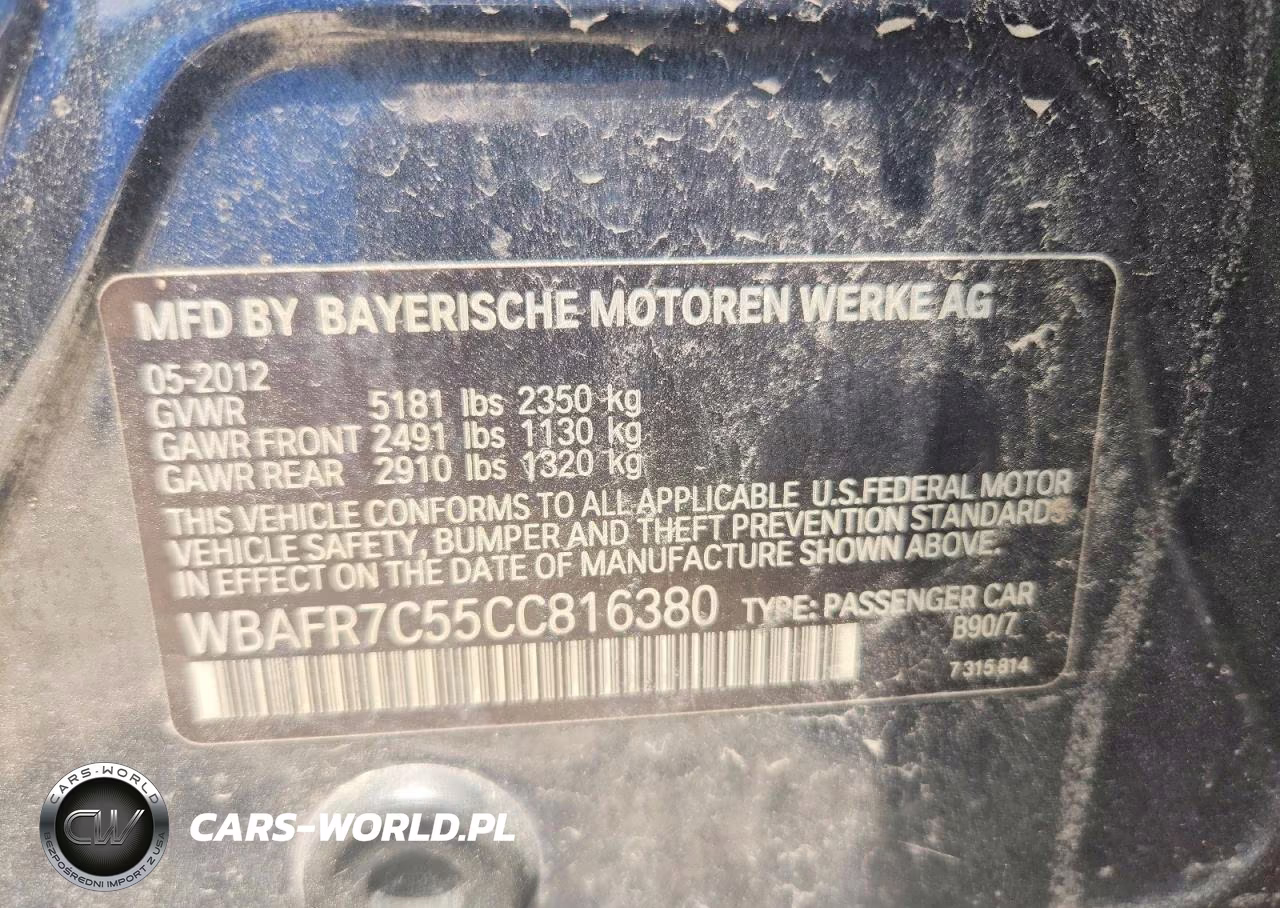 2012 BMW 535 I VIN:WBAFR7C55CC816380 - 12