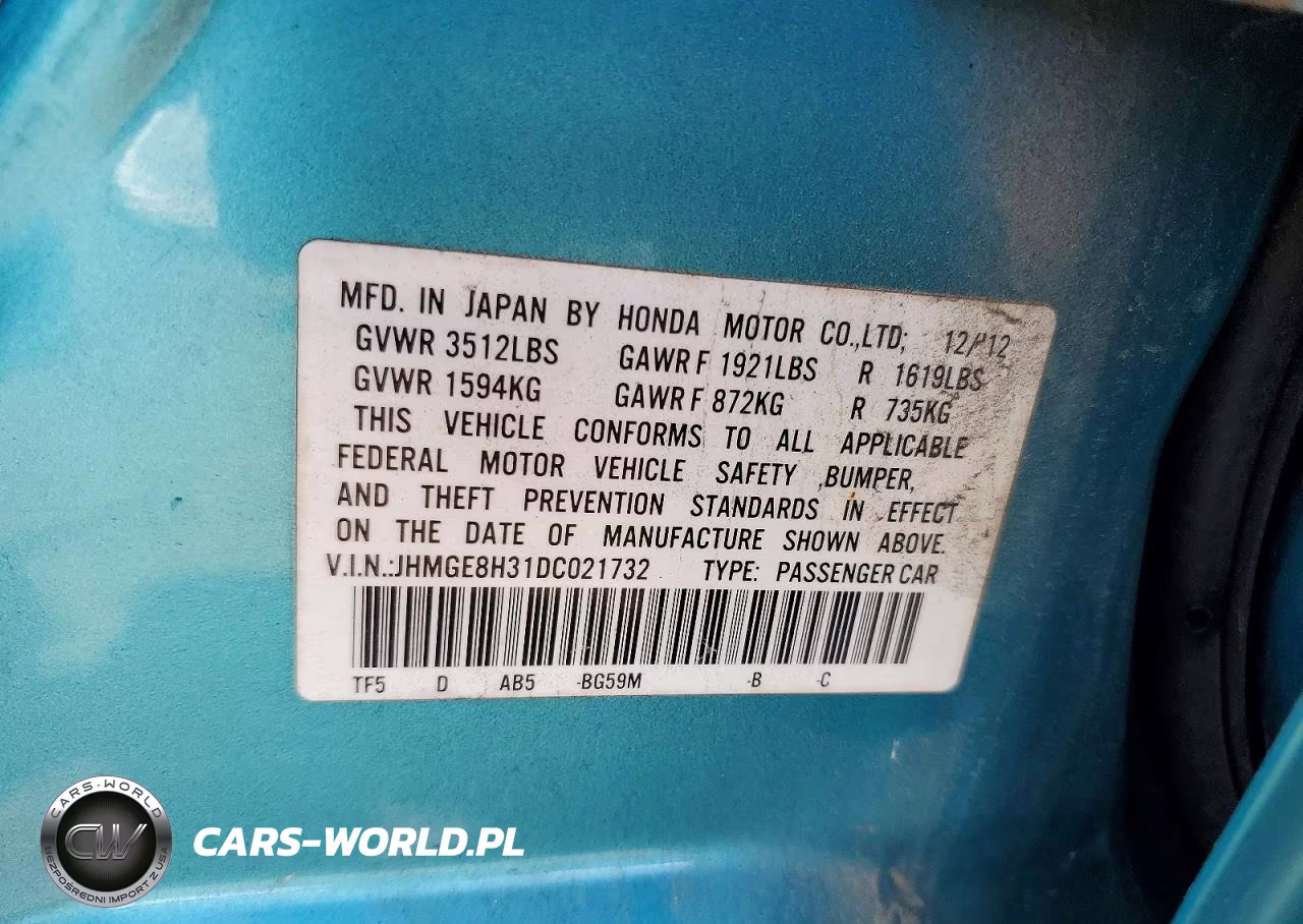 2013 Honda Fit VIN:JHMGE8H31DC021732 - 12