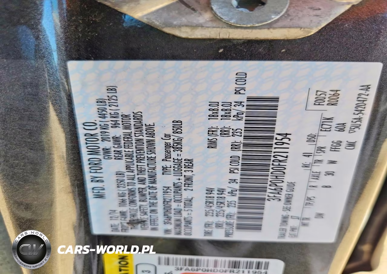 2015 Ford Fusion Se VIN:3FA6P0HD0FR211954 - 12