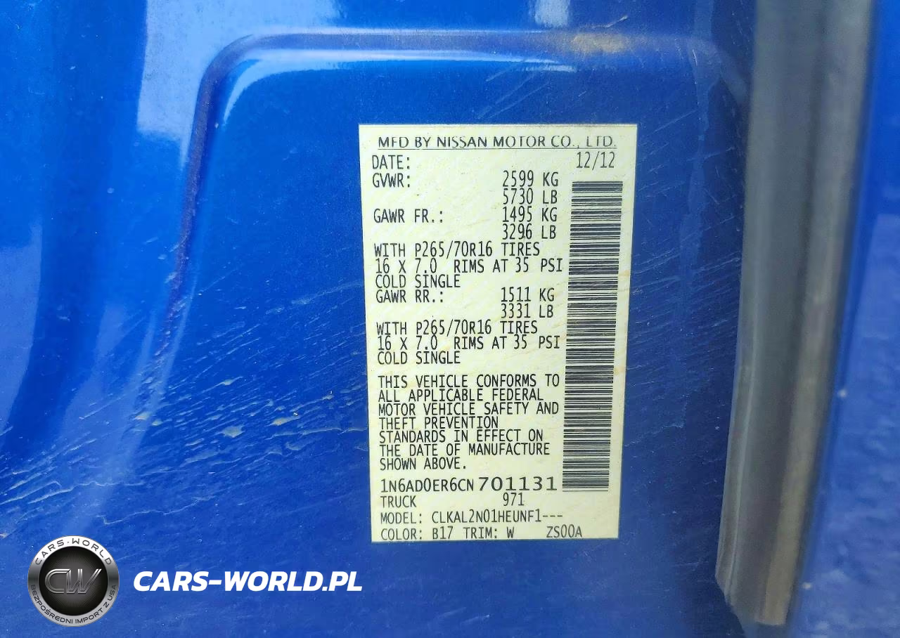 2012 Nissan Frontier S VIN:1N6AD0ER6CN701131 - 12
