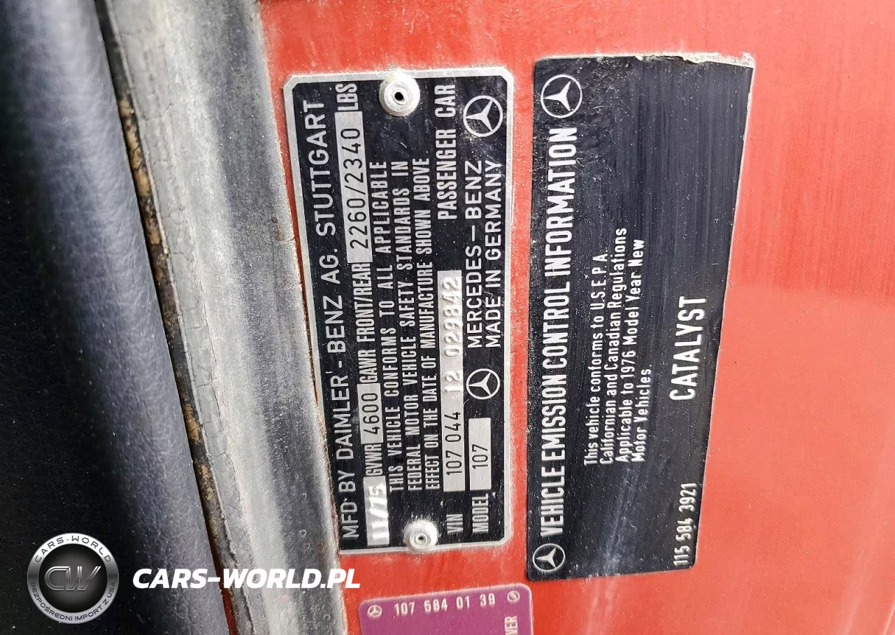 1976 Mercedes-Benz 450 Sl VIN:10704412029842 - 12